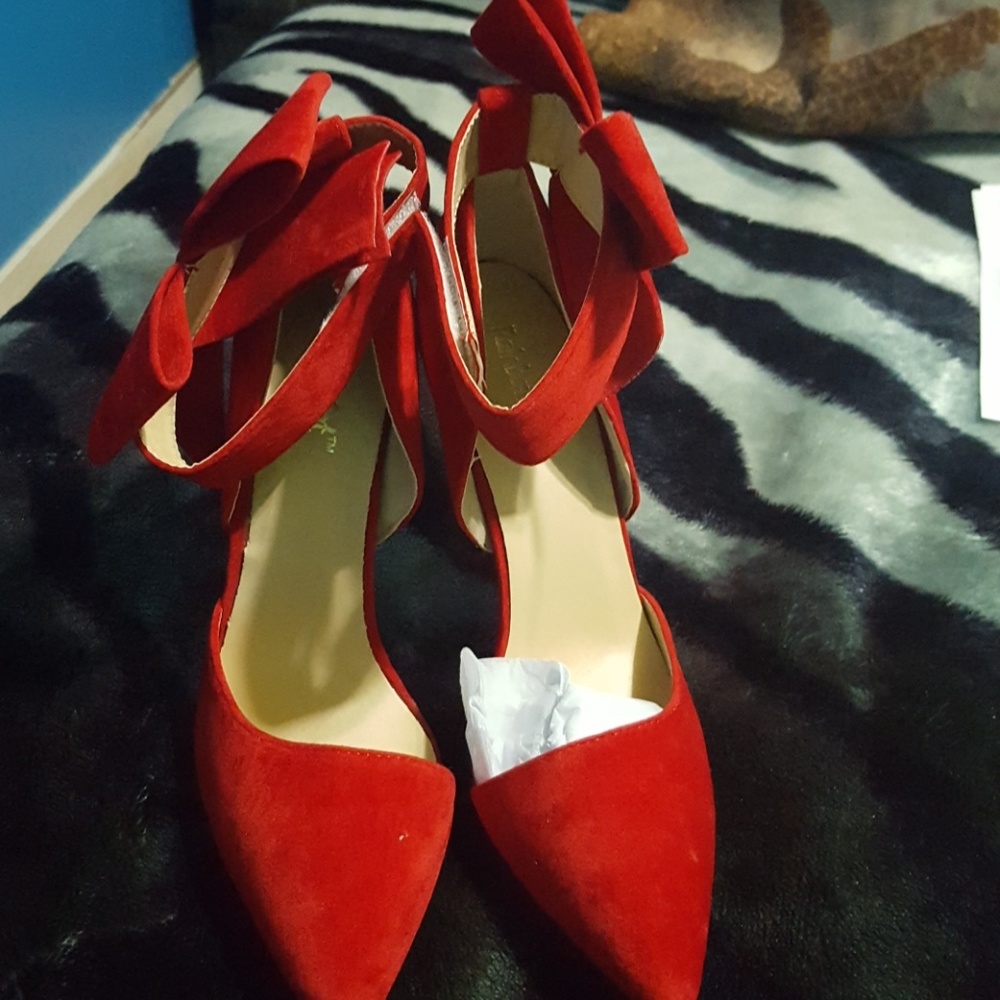 Red velvet heels